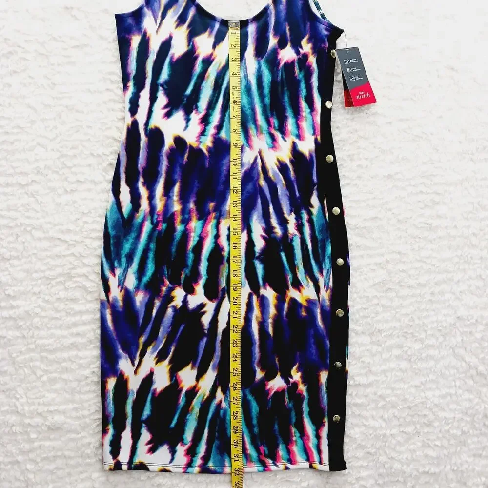 Dress Midi Bodycon Y2K Revival Whimsycore Festival Stretch Bold NWT Shibori Sz M